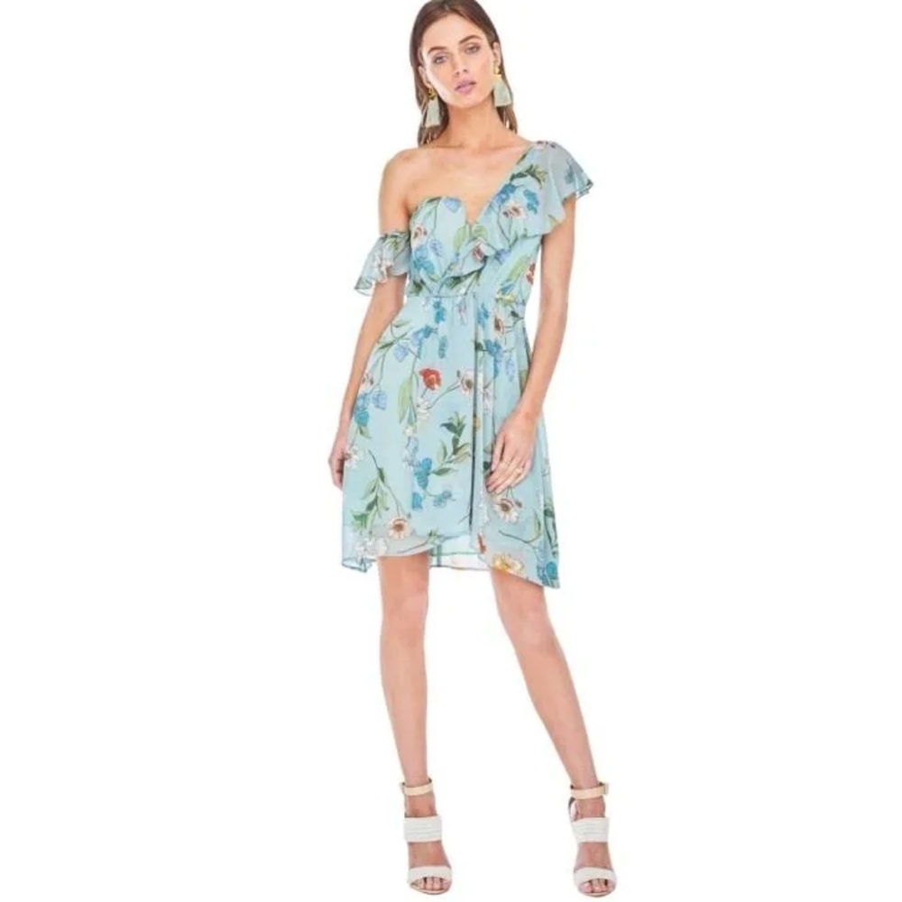 ASTR The Label Libby One-shoulder Dress, Sage, M